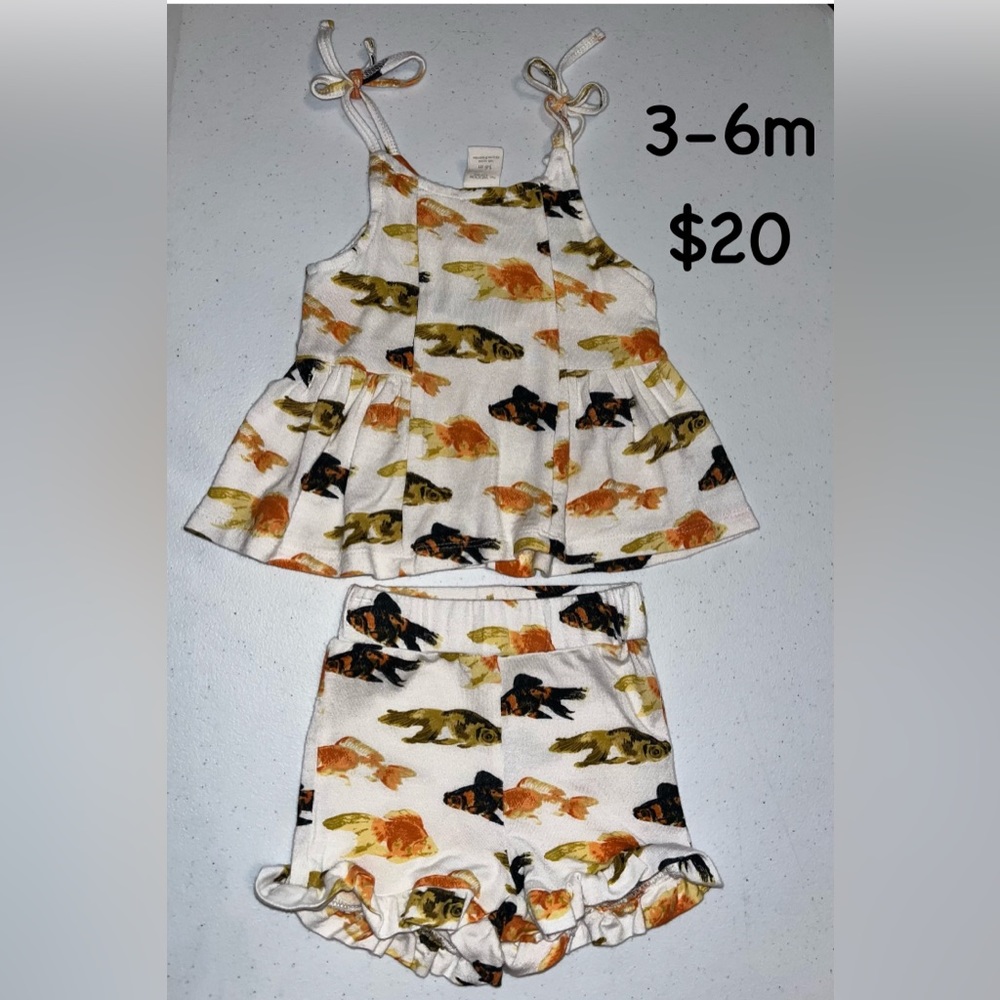 EUC Kate Quinn Modal Goldfish Ballerina Top & Short